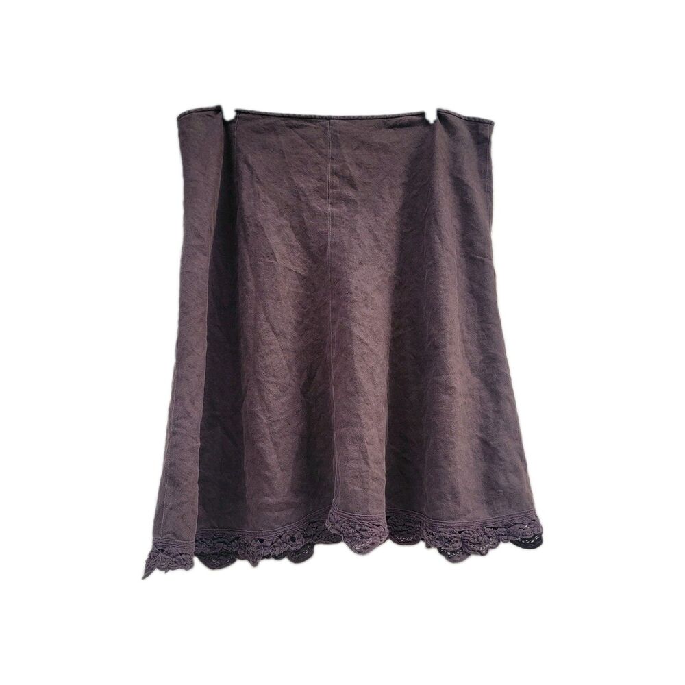 VTG Y2K Old Navy 100% Linen Skirt Sz 14 Brown Fairy Grunge Cottagecore